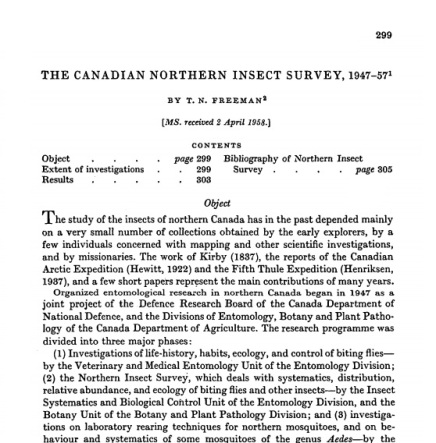 Title page from The Canadian Northern Insect Survey 
